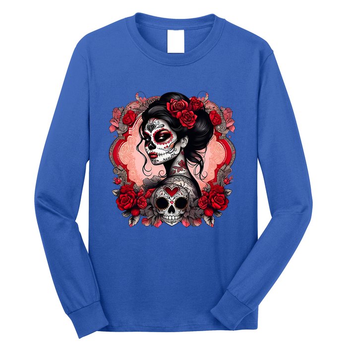 Sugar Skull Women De Los Muertos La Catrina Day Of The Dead Long Sleeve Shirt