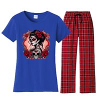 Sugar Skull Women De Los Muertos La Catrina Day Of The Dead Women's Flannel Pajama Set