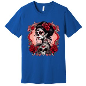 Sugar Skull Women De Los Muertos La Catrina Day Of The Dead Premium T-Shirt