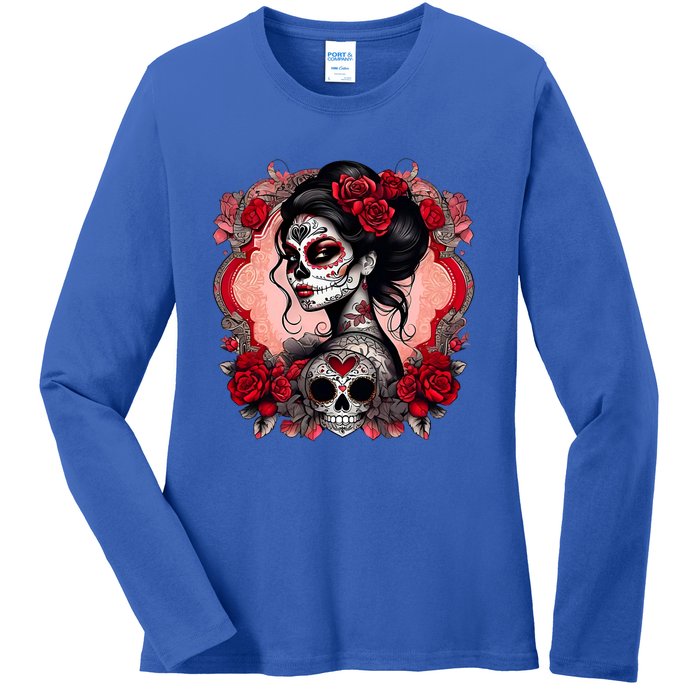 Sugar Skull Women De Los Muertos La Catrina Day Of The Dead Ladies Long Sleeve Shirt