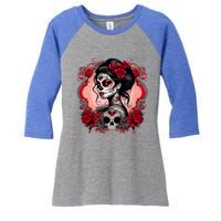 Sugar Skull Women De Los Muertos La Catrina Day Of The Dead Women's Tri-Blend 3/4-Sleeve Raglan Shirt