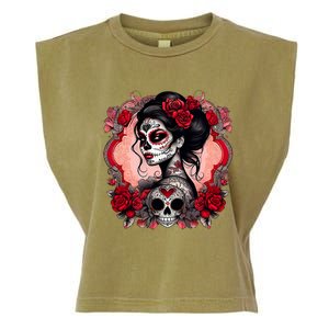 Sugar Skull Women De Los Muertos La Catrina Day Of The Dead Garment-Dyed Women's Muscle Tee