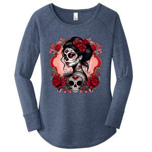 Sugar Skull Women De Los Muertos La Catrina Day Of The Dead Women's Perfect Tri Tunic Long Sleeve Shirt