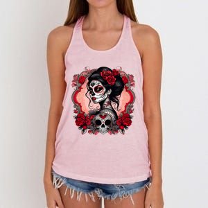 Sugar Skull Women De Los Muertos La Catrina Day Of The Dead Women's Knotted Racerback Tank