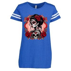 Sugar Skull Women De Los Muertos La Catrina Day Of The Dead Enza Ladies Jersey Football T-Shirt