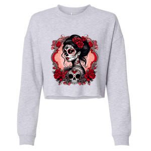 Sugar Skull Women De Los Muertos La Catrina Day Of The Dead Cropped Pullover Crew