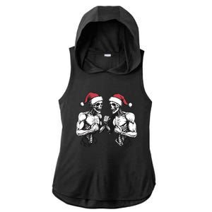 Santa Skeleton Wrestling Wrestler Halloween Christmas Xmas Ladies PosiCharge Tri-Blend Wicking Draft Hoodie Tank