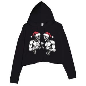 Santa Skeleton Wrestling Wrestler Halloween Christmas Xmas Crop Fleece Hoodie