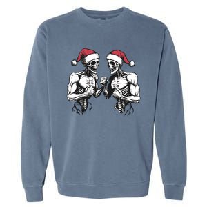 Santa Skeleton Wrestling Wrestler Halloween Christmas Xmas Garment-Dyed Sweatshirt