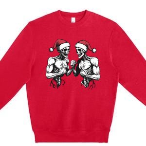 Santa Skeleton Wrestling Wrestler Halloween Christmas Xmas Premium Crewneck Sweatshirt