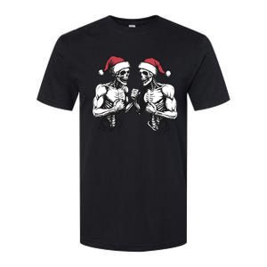 Santa Skeleton Wrestling Wrestler Halloween Christmas Xmas Softstyle CVC T-Shirt