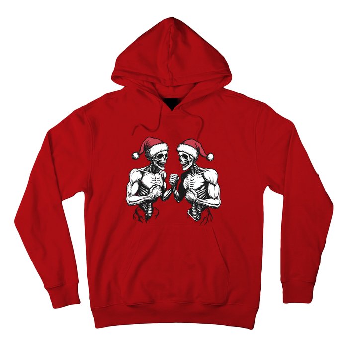 Santa Skeleton Wrestling Wrestler Halloween Christmas Xmas Hoodie