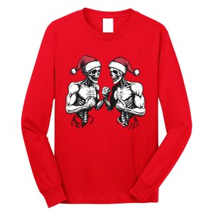 Santa Skeleton Wrestling Wrestler Halloween Christmas Xmas Long Sleeve Shirt