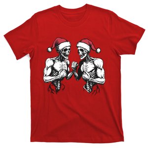 Santa Skeleton Wrestling Wrestler Halloween Christmas Xmas T-Shirt