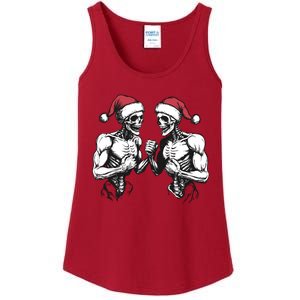 Santa Skeleton Wrestling Wrestler Halloween Christmas Xmas Ladies Essential Tank