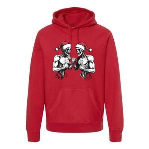 Santa Skeleton Wrestling Wrestler Halloween Christmas Xmas Premium Hoodie