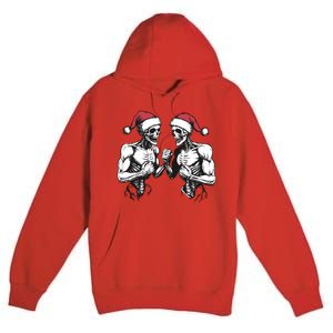 Santa Skeleton Wrestling Wrestler Halloween Christmas Xmas Premium Pullover Hoodie