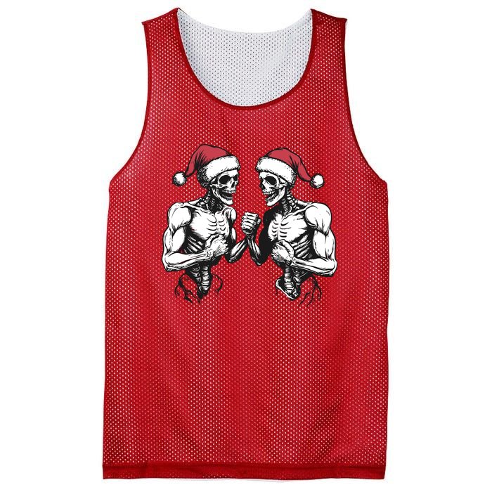 Santa Skeleton Wrestling Wrestler Halloween Christmas Xmas Mesh Reversible Basketball Jersey Tank