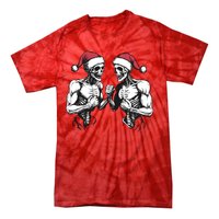 Santa Skeleton Wrestling Wrestler Halloween Christmas Xmas Tie-Dye T-Shirt