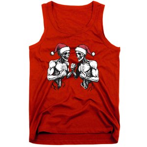 Santa Skeleton Wrestling Wrestler Halloween Christmas Xmas Tank Top