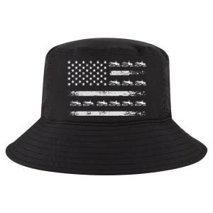 Snowmobile Sledding Winter Snow Us Flag Snowmobiling Gift Cool Comfort Performance Bucket Hat