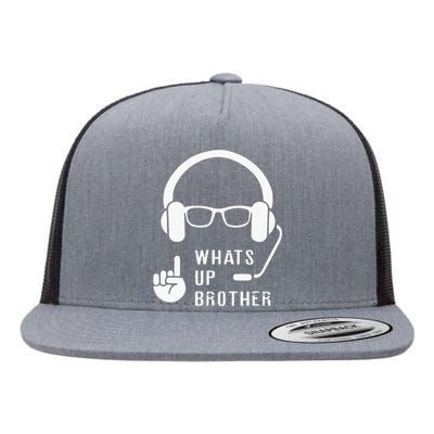 Sketch Streamer Whats Up Brother Flat Bill Trucker Hat