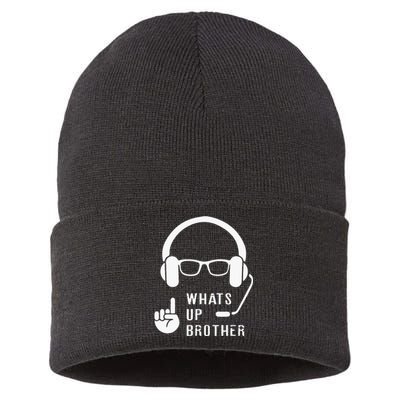 Sketch Streamer Whats Up Brother Sustainable Knit Beanie