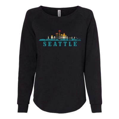 Seattle Skyline Washington Vintage Pride Retro Womens California Wash Sweatshirt