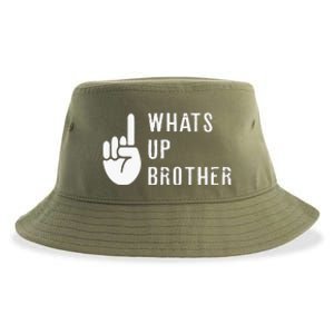 Sketch Streamer Whats Up Brother Sustainable Bucket Hat