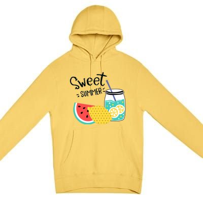 Sweet Summer Watermelon Lemonade Premium Pullover Hoodie