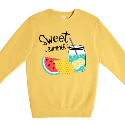 Sweet Summer Watermelon Lemonade Premium Crewneck Sweatshirt