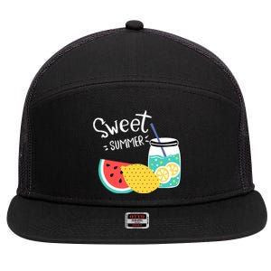 Sweet Summer Watermelon Lemonade 7 Panel Mesh Trucker Snapback Hat