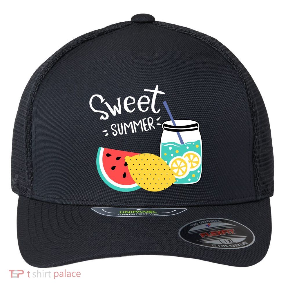 Sweet Summer Watermelon Lemonade Flexfit Unipanel Trucker Cap