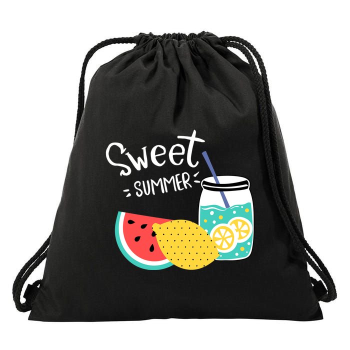 Sweet Summer Watermelon Lemonade Drawstring Bag