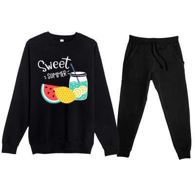 Sweet Summer Watermelon Lemonade Premium Crewneck Sweatsuit Set