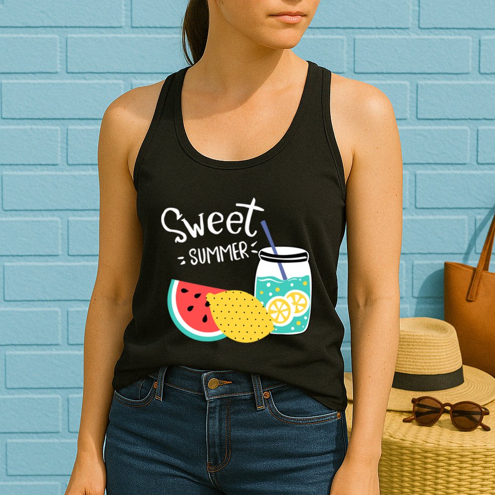 Sweet Summer Watermelon Lemonade Womens Tank Top