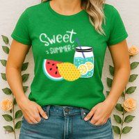 Sweet Summer Watermelon Lemonade Womens T-Shirt