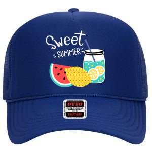 Sweet Summer Watermelon Lemonade High Crown Mesh Back Trucker Hat