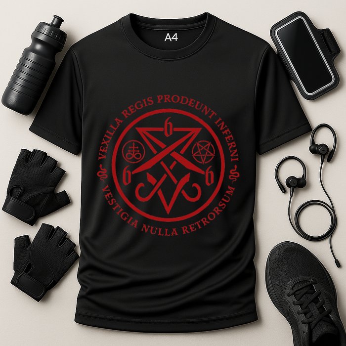 S.A.T.A.N.I.C Symbols W Latin Words Performance Shirt