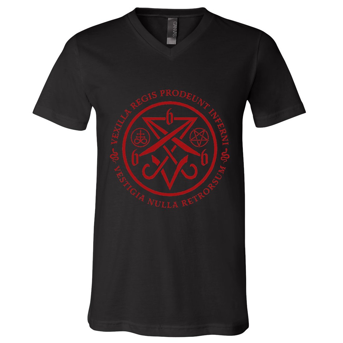 S.A.T.A.N.I.C Symbols W Latin Words V-Neck T-Shirt
