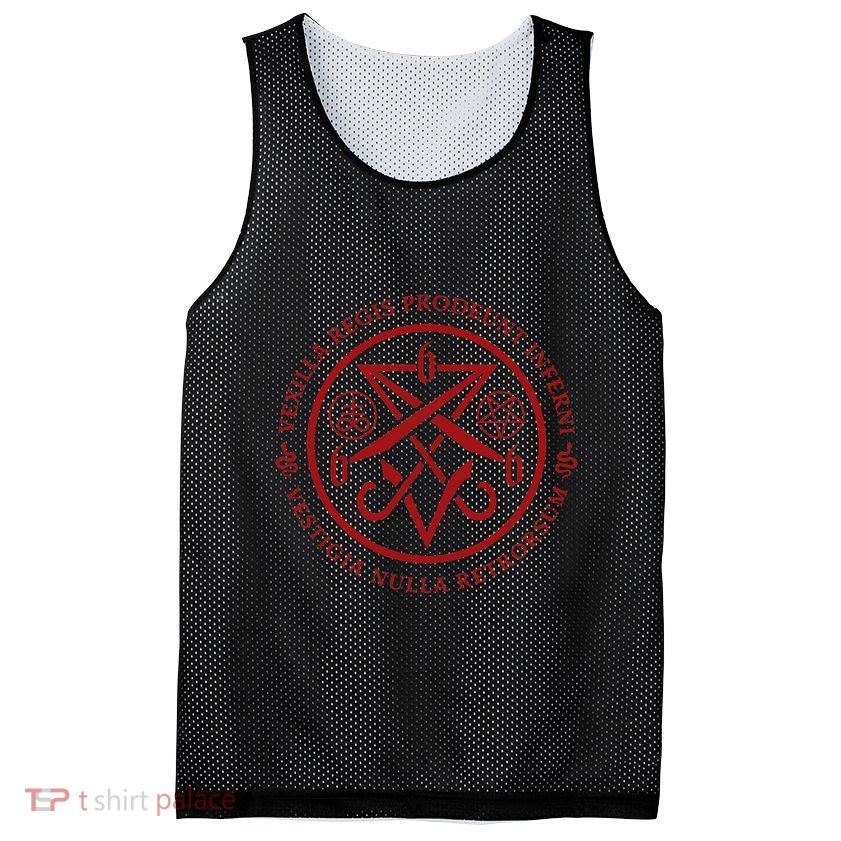 S.A.T.A.N.I.C Symbols W Latin Words Mesh Reversible Basketball Jersey Tank