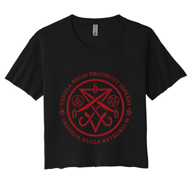 S.A.T.A.N.I.C Symbols W Latin Words Crop Top