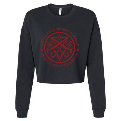 S.A.T.A.N.I.C Symbols W Latin Words Cropped Pullover Crew