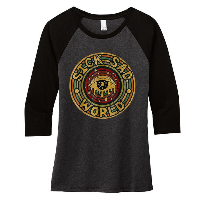 Sick Sad World Crying Eye Vintage Apocalypse Women's Tri-Blend 3/4-Sleeve Raglan Shirt