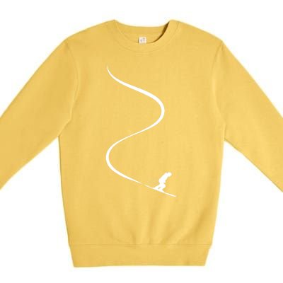 Skiing Skier With Tracks In Deep Powder Snow Freeride Gift Premium Crewneck Sweatshirt