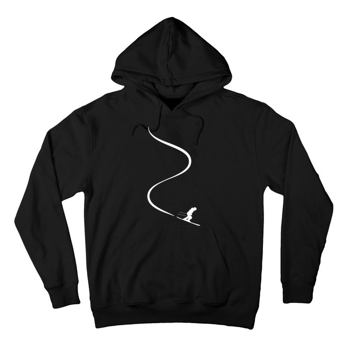 Skiing Skier With Tracks In Deep Powder Snow Freeride Gift Hoodie