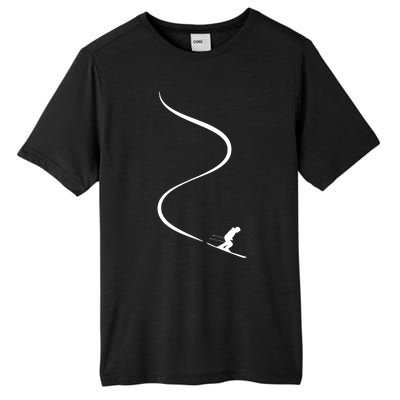 Skiing Skier With Tracks In Deep Powder Snow Freeride Gift Tall Fusion ChromaSoft Performance T-Shirt