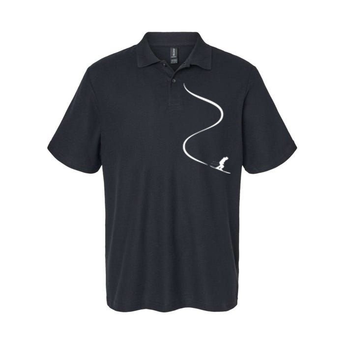 Skiing Skier With Tracks In Deep Powder Snow Freeride Gift Softstyle Adult Sport Polo