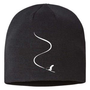 Skiing Skier With Tracks In Deep Powder Snow Freeride Gift Sustainable Beanie