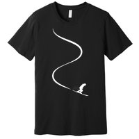 Skiing Skier With Tracks In Deep Powder Snow Freeride Gift Premium T-Shirt